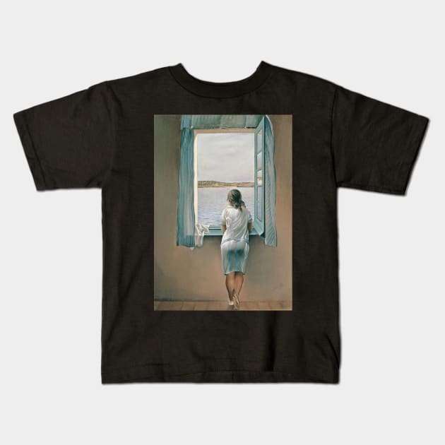 Painting Young Woman at a Window Salvador Dali T-Shirt T-Shirt Kids T-Shirt by J0k3rx3